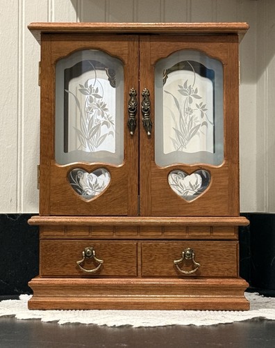 Vintage wooden jewelry armoire - vintage,